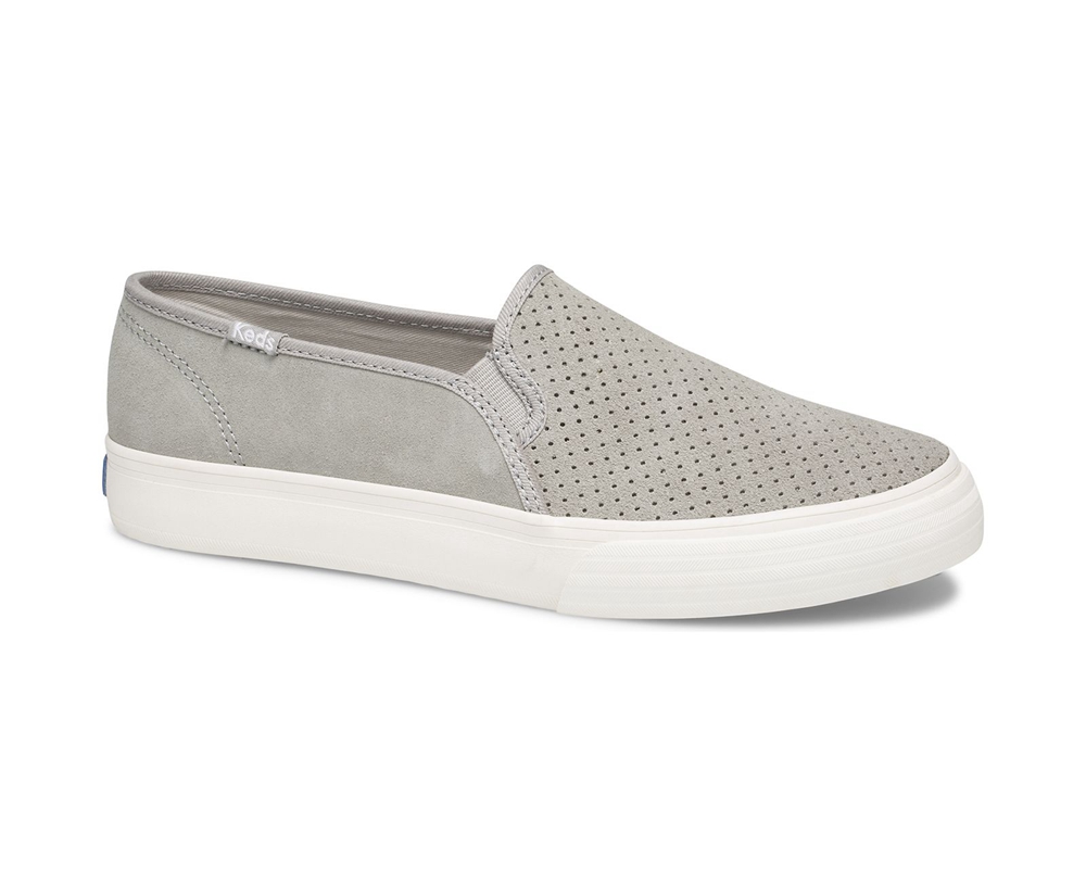 Keds Slip Ons Damen Grau - Double Decker Perf Suede - KPG-278604